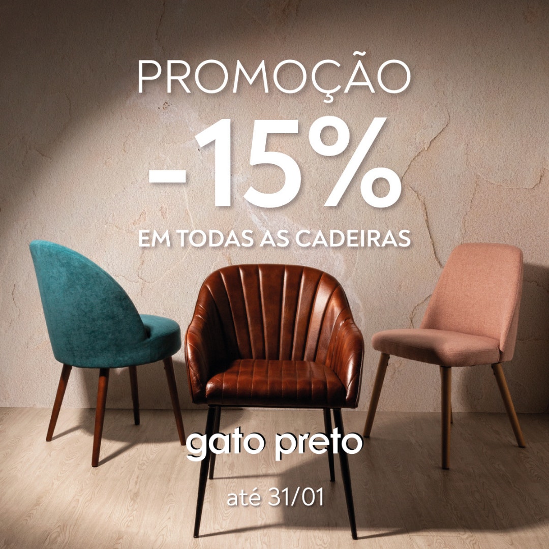 15% de desconto em cadeiras até dia 31 de janeiro